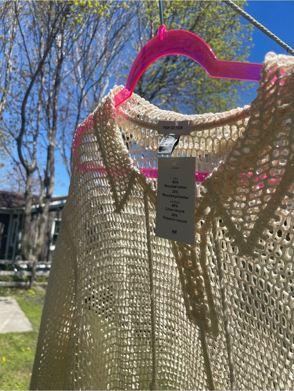 H&M Cream Crochet Lace-Up Tunic